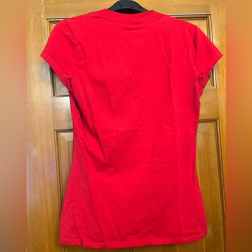 EXPRESS Sexy Stretch Scoop Neck Tee, M, Red. Gently worn. - Picture 2 of 2